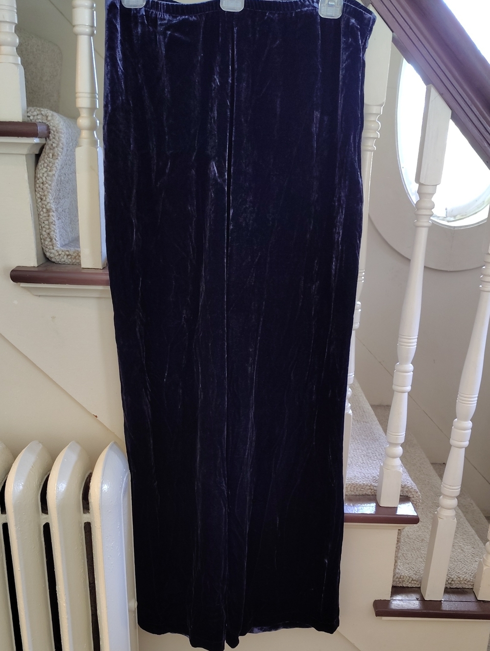 Eileen Fisher Midnight Blue Velvet Straight-Leg Pants